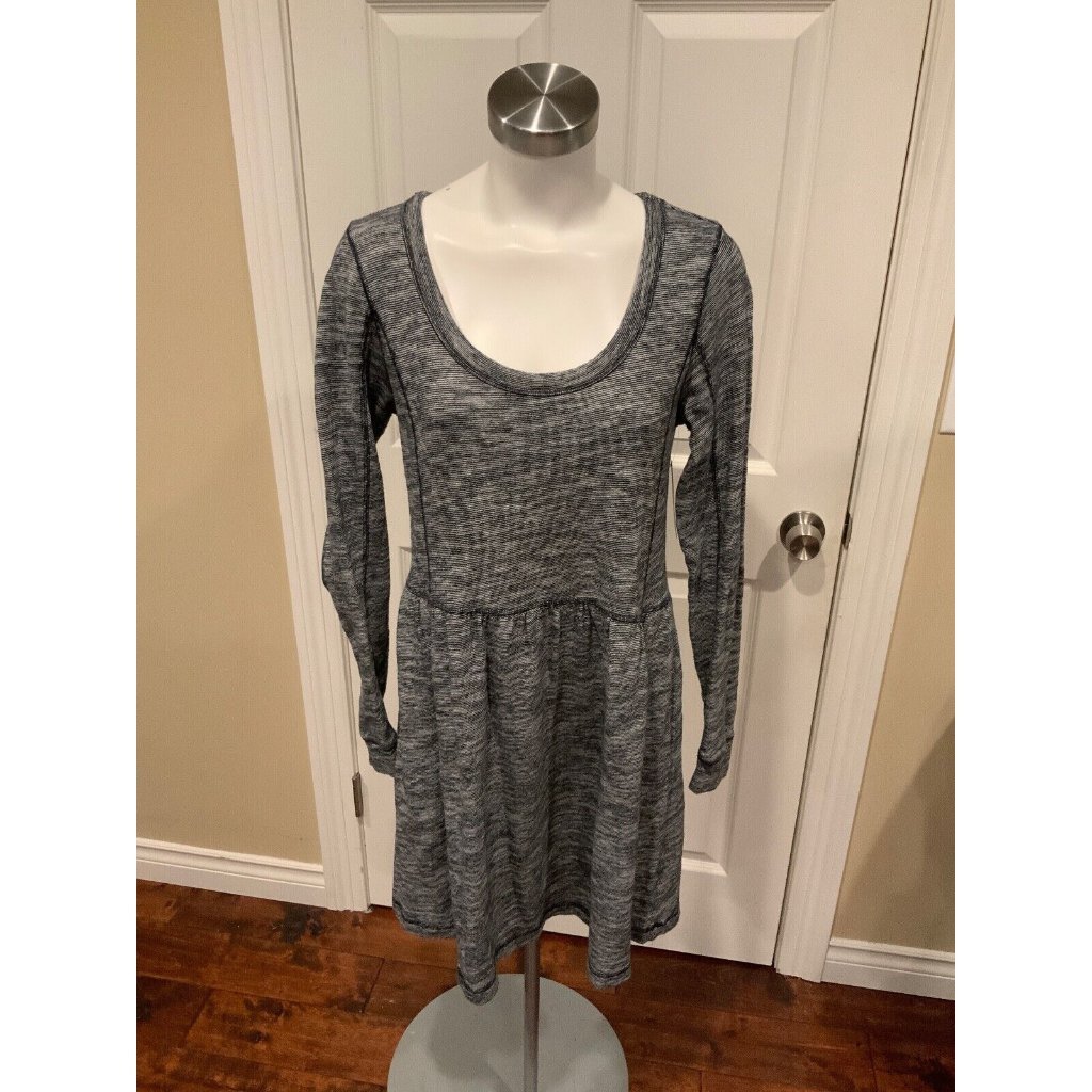 Saturday Sunday Anthropologie Blue & White Striped Long Sleeve Skater Dress Sz M